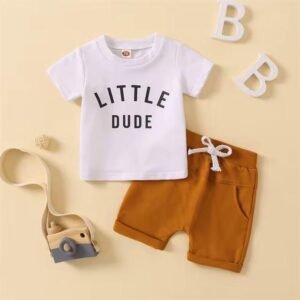 Baby Boy Little Dude Shorts Set